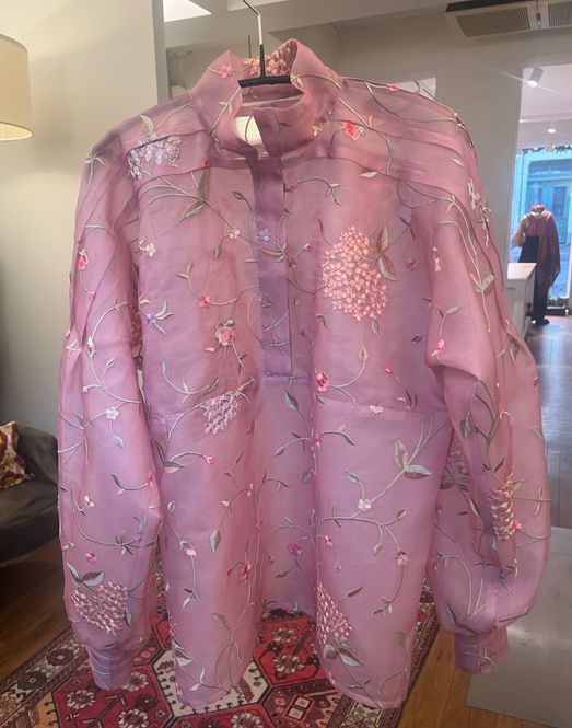 Hovedbilde Rosa to lags silkeorganza bluse med brodering 