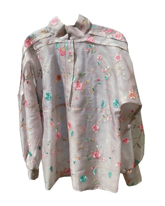 Hovedbilde Grå organza bluse med broderier
