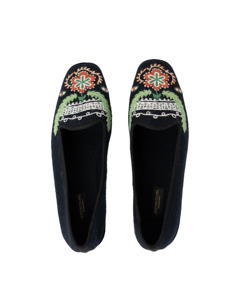 Hovedbilde Ballerina i ull m/brodering- hvit/grønn/rust