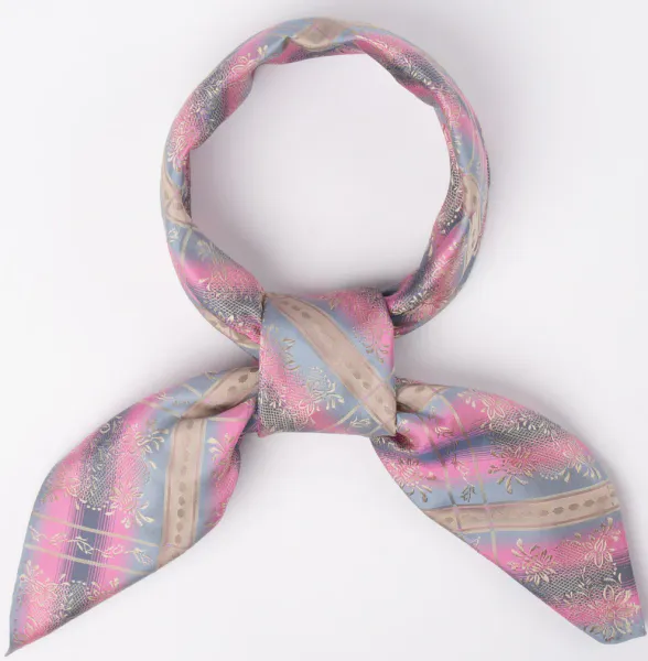 Hovedbilde Silkeskjerf - Maria, lys rosa/blått